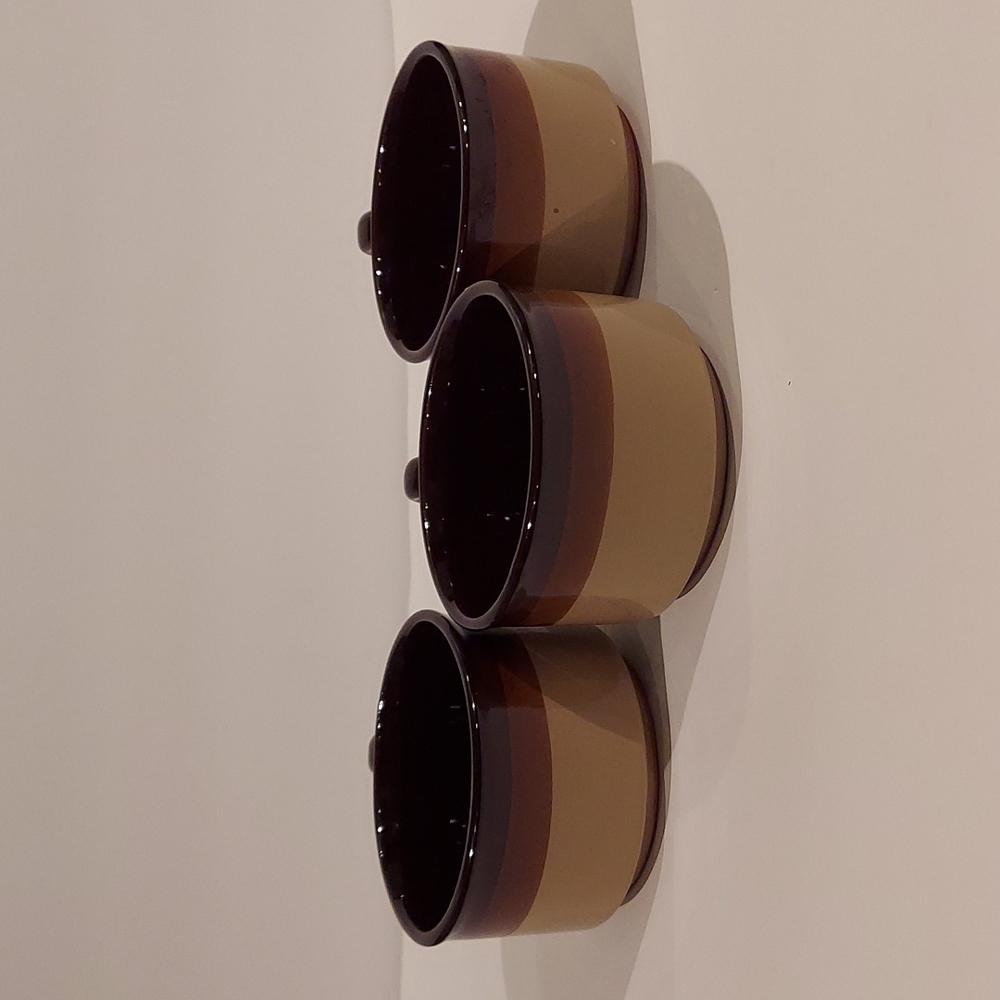 Set of Three Brown/Tan/Beige Ceramic Soup Mugs/Bowls